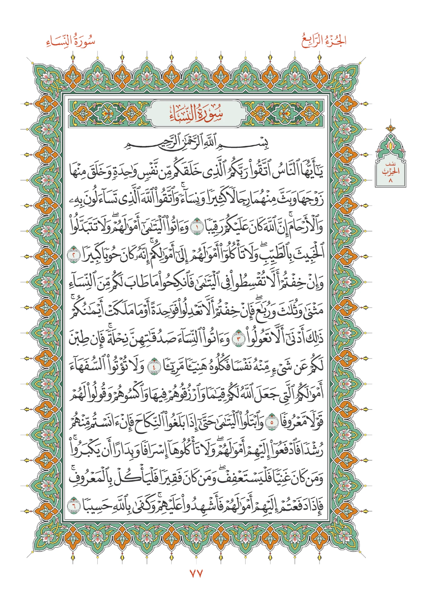 صفحة المصحف رقم 77