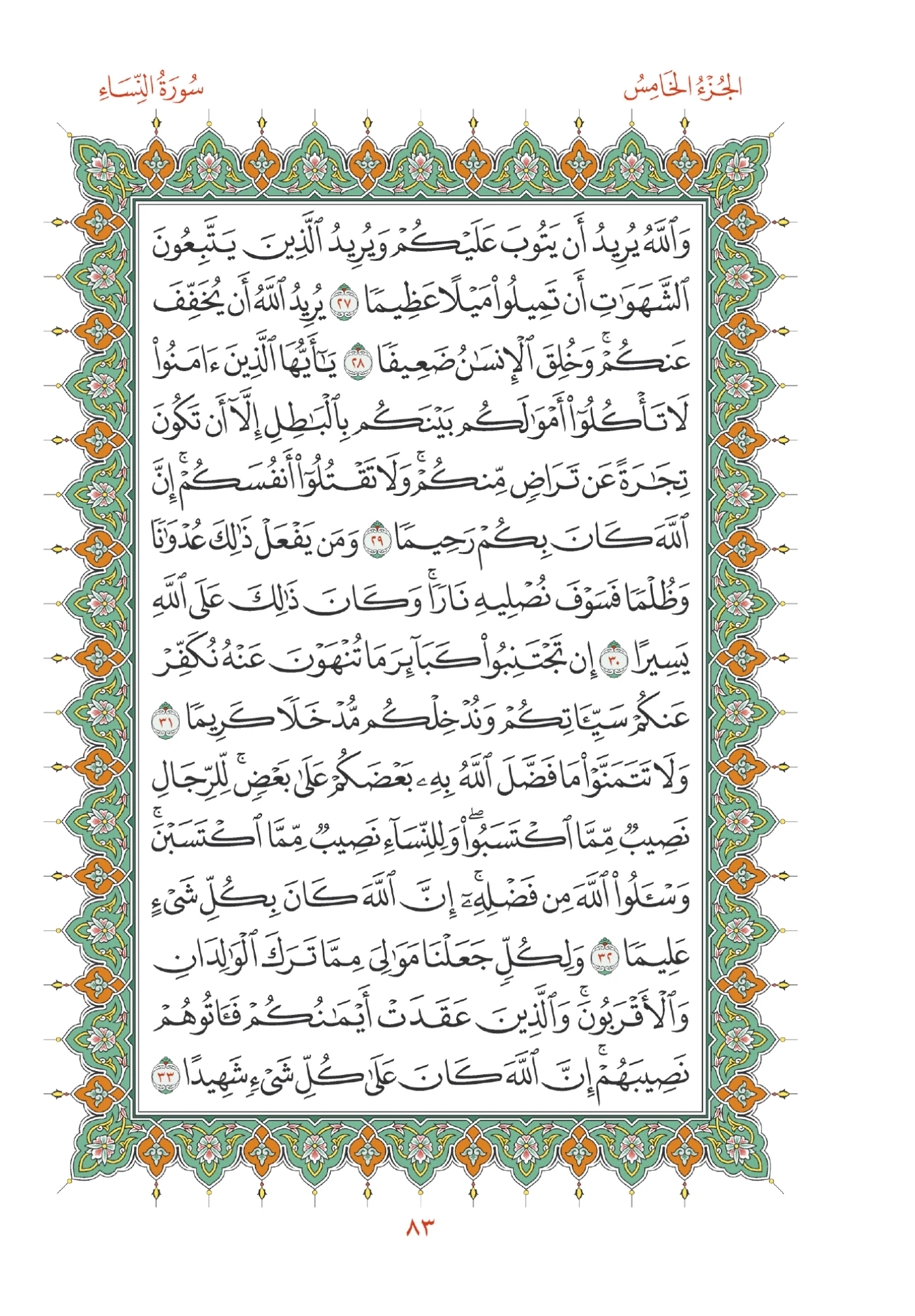 صفحة المصحف رقم 83