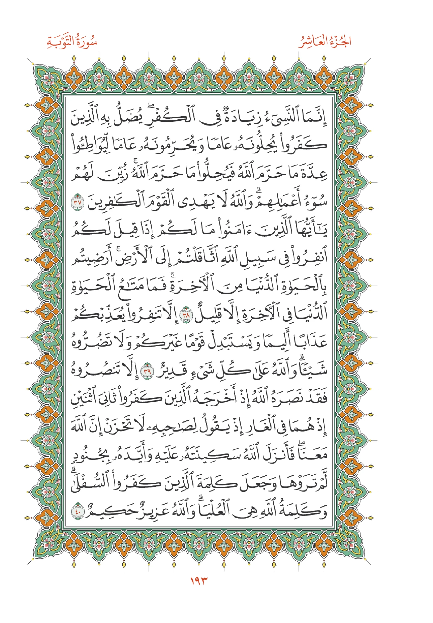 صفحة المصحف رقم 193
