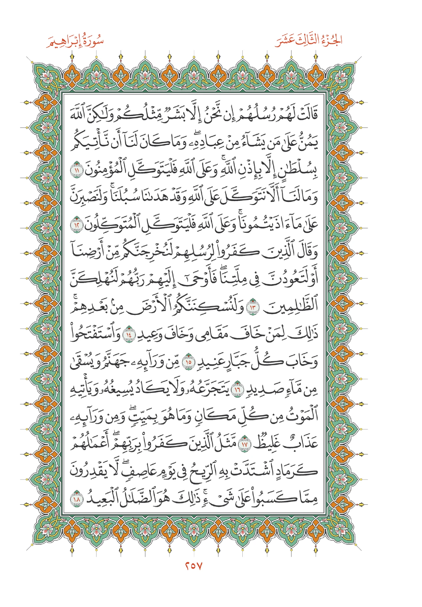 صفحة المصحف رقم 257