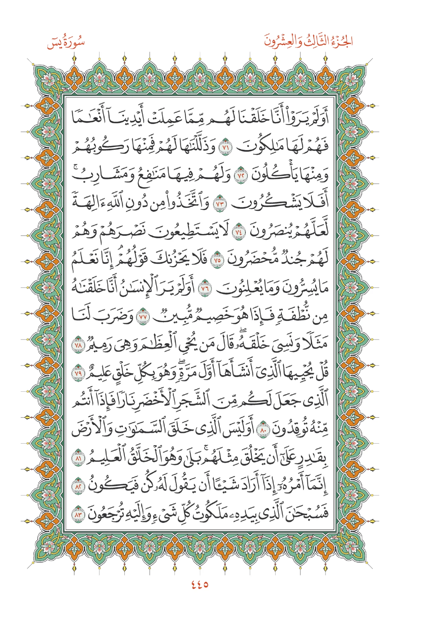 صفحة المصحف رقم 445