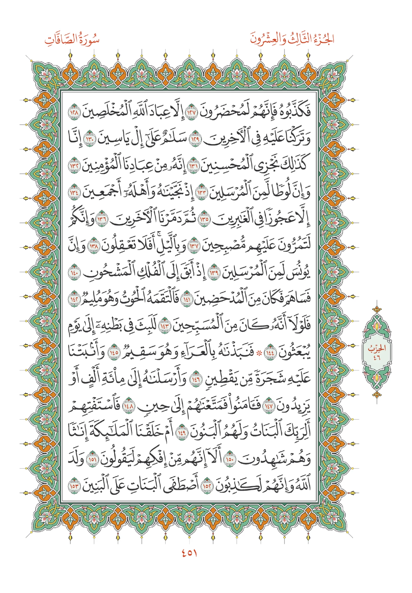 صفحة المصحف رقم 451