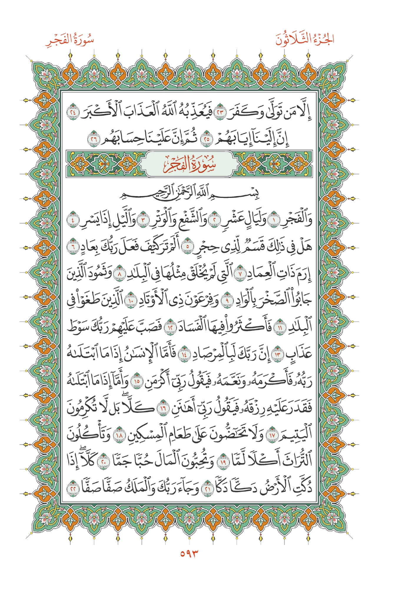 صفحة المصحف رقم 593